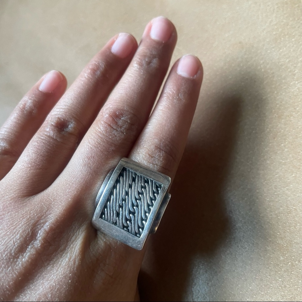 Vintage sterling silver ring w braided rope design woven chunky 925 statement